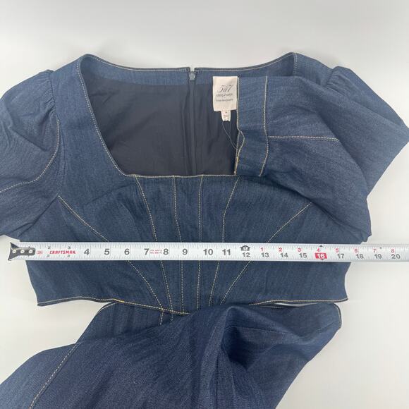 Cinq A Sept Indigo Lani Denim Mini Dress Sz 14 NWT Cut Out Waist - Picture 8 of 10